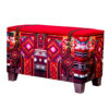 Traditional Red Persian Footstool with Wooden Legs