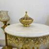 Vintage Brass Sugar Bowl with Intricate Lid Design