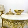 Vintage Brass Sugar Bowl with Intricate Lid Design