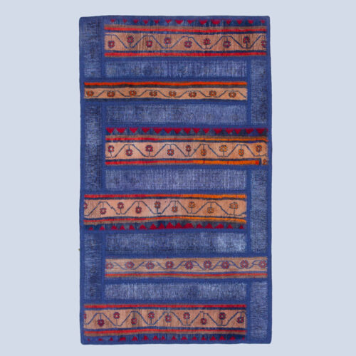 Vintage Persian Hand-Knotted Patchwork Carpet Blue