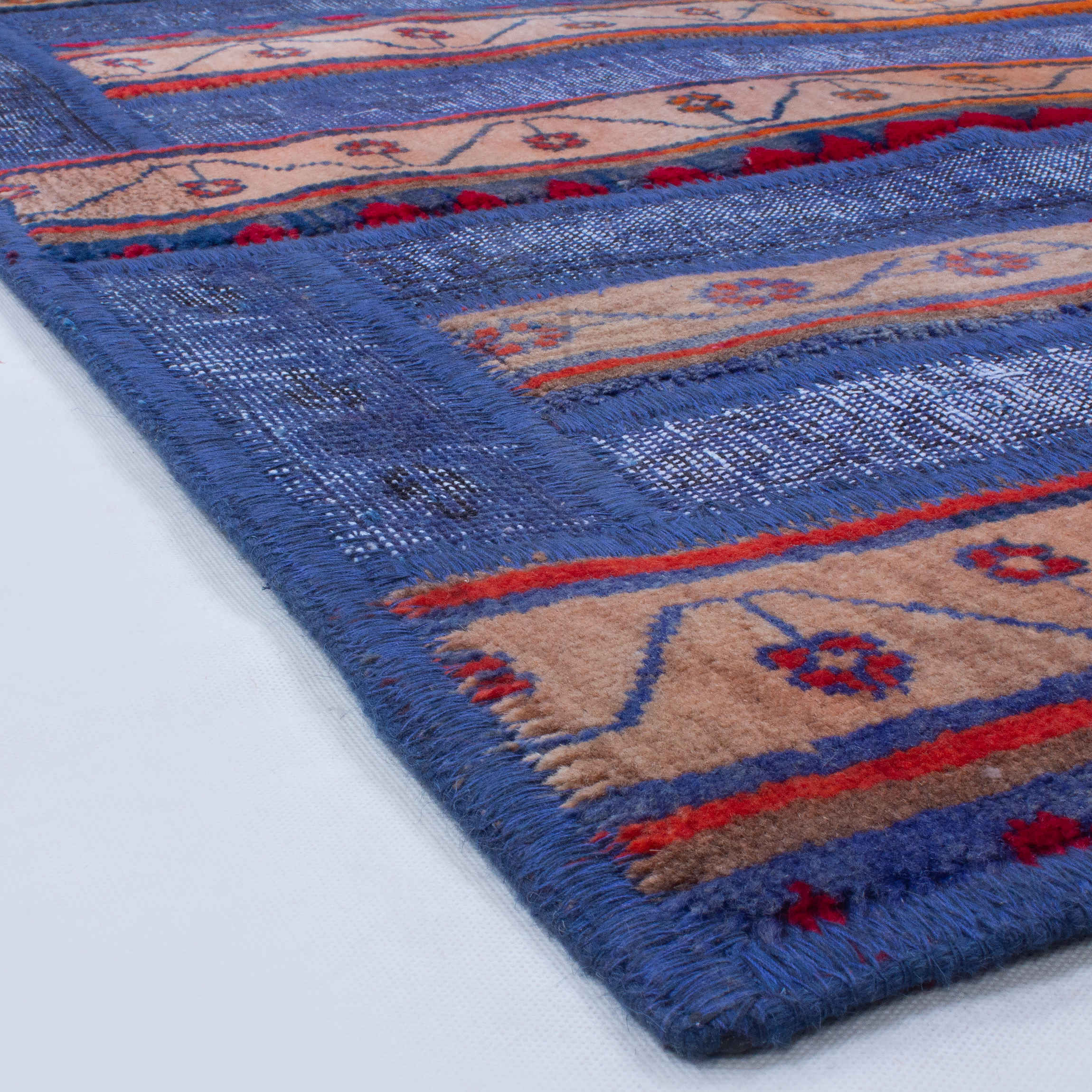 Vintage Persian Hand-Knotted Patchwork Carpet Blue