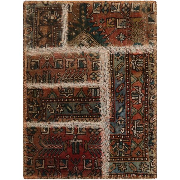 Vintage Persian Hand-Knotted Patchwork Carpet Brown