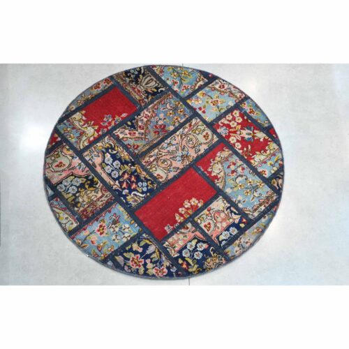 Vintage Persian Hand-Knotted Patchwork Carpet Red