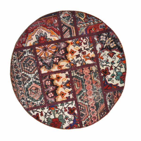 Vintage Persian Hand-Knotted Patchwork Carpet Traditional Red