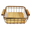 Wire Fruit Basket With Wooden Base in Golden Chic & Luxe