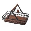 Wire Fruit Basket with Natural Wooden Base & Handle