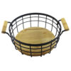 Wire Fruit Basket with Natural Wooden Base with Handle