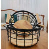 Wire Fruit Basket with Natural Wooden Base with Handle