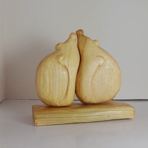 Wooden Hedgehogs Figurine Decorative Sculpture – Funny Home Decor