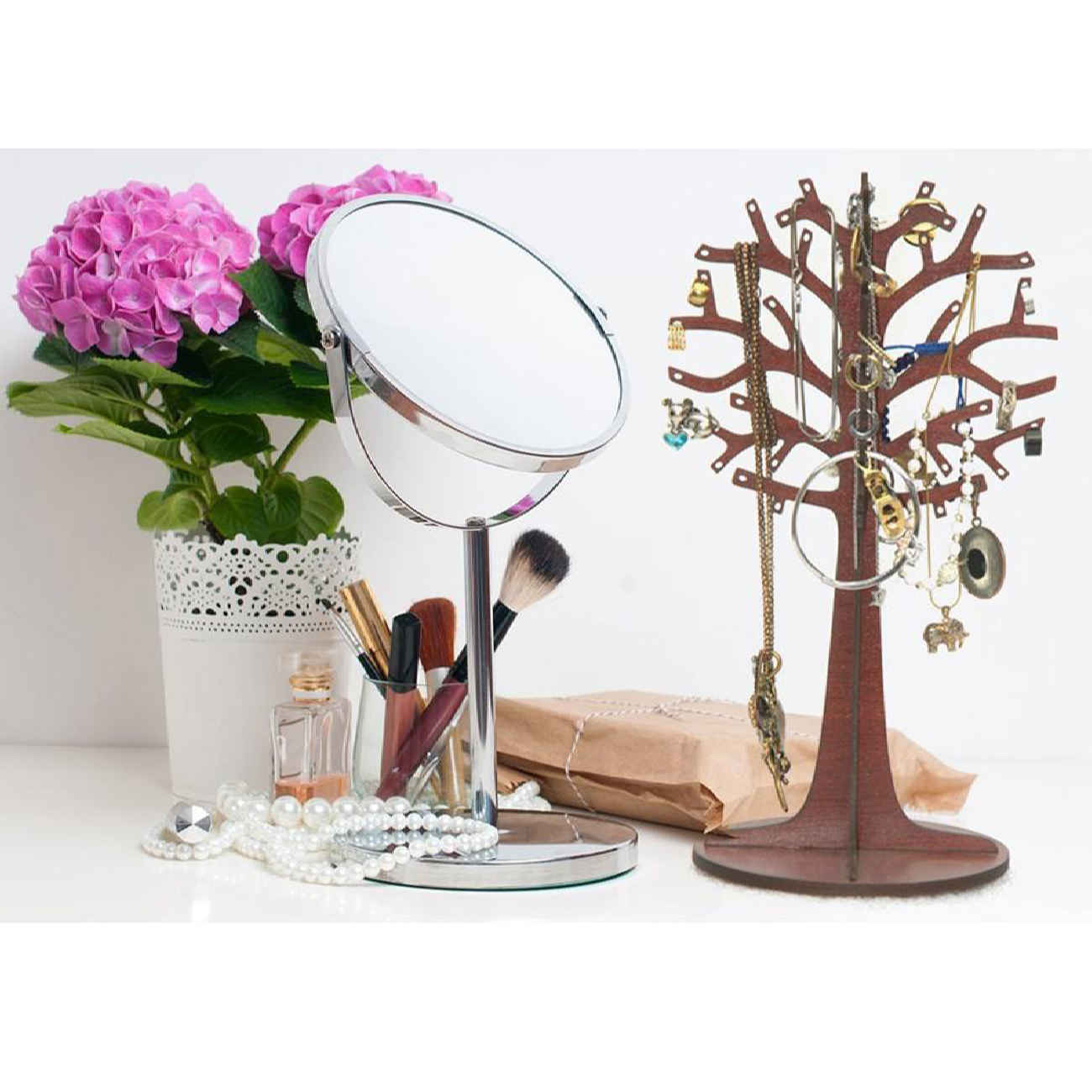 Novelty Wooden Jewelry Holder and Organizer with Tree Design