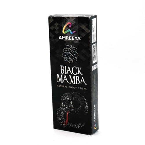 Amreeya Black Mamba Natural Dhoop Sticks – 100 Sticks (4 Packs of 25) – Incense for Meditation