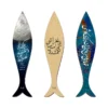 Artistic Persian Inspired Wooden Bookmark with Fish Design Set of 3