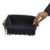 Black Metal Basket with Wood Handles and Fabric Lining – Stylish and Durable Design