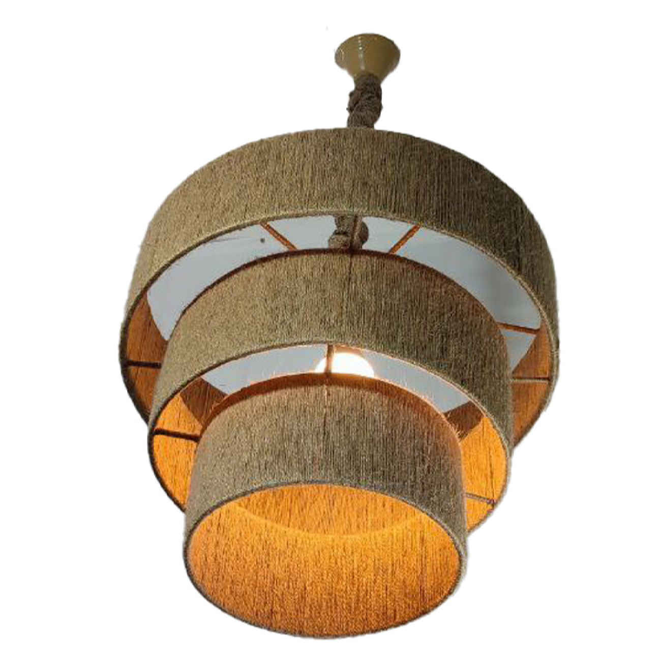 Bohemian Woven Pendant Light – Handwoven Layered