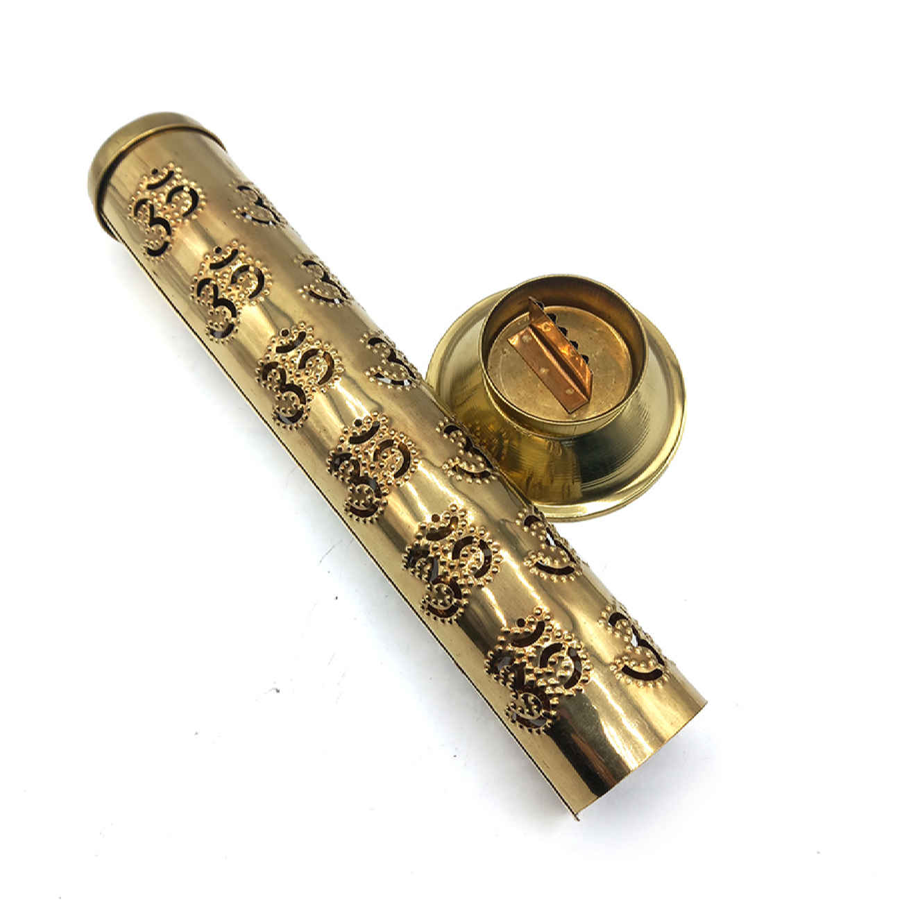 Brass Incense Holder – Handcrafted Artistry with Cylindrical Design