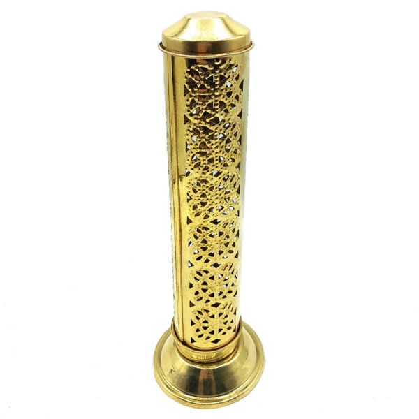 Brass Incense Holder - Handcrafted Artistry with Cylindrical Design in Golden