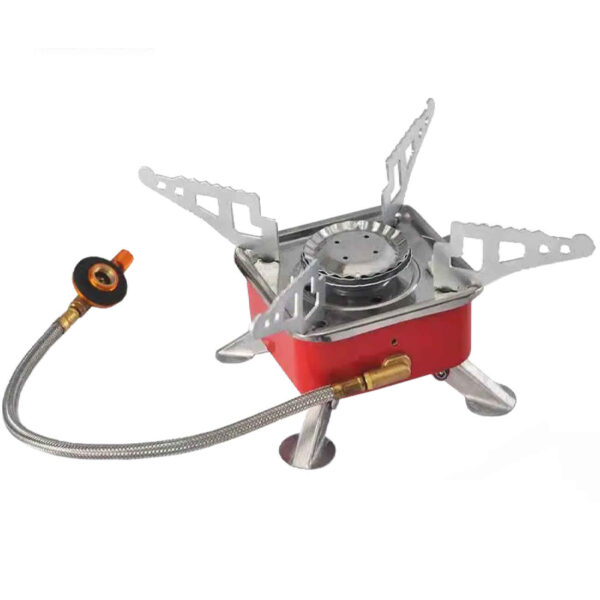 Camping Gas Stove- with Foldable Support Arms and Hose Attachment