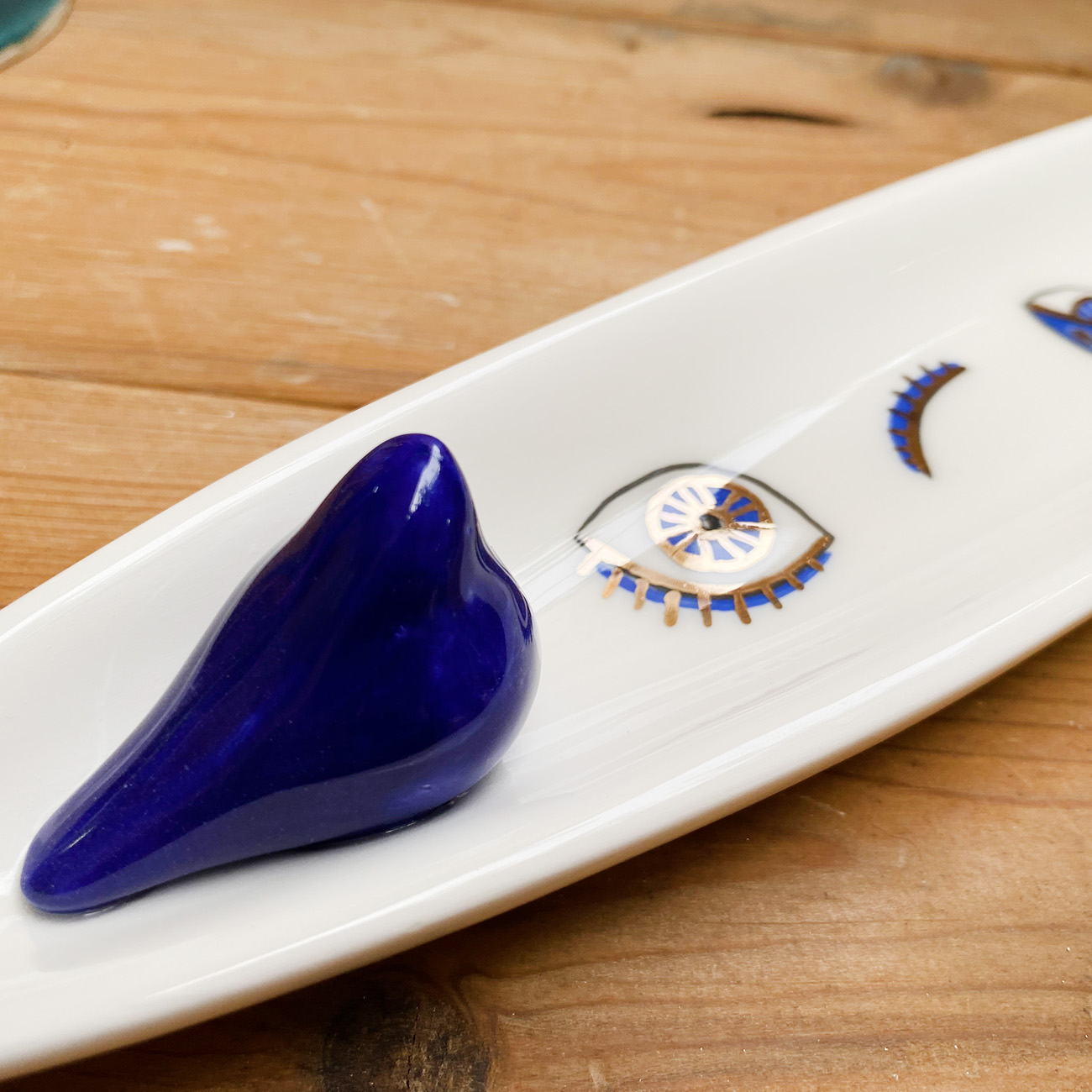 Ceramic Incense Holder – for Home Décor with Evil Eye Design