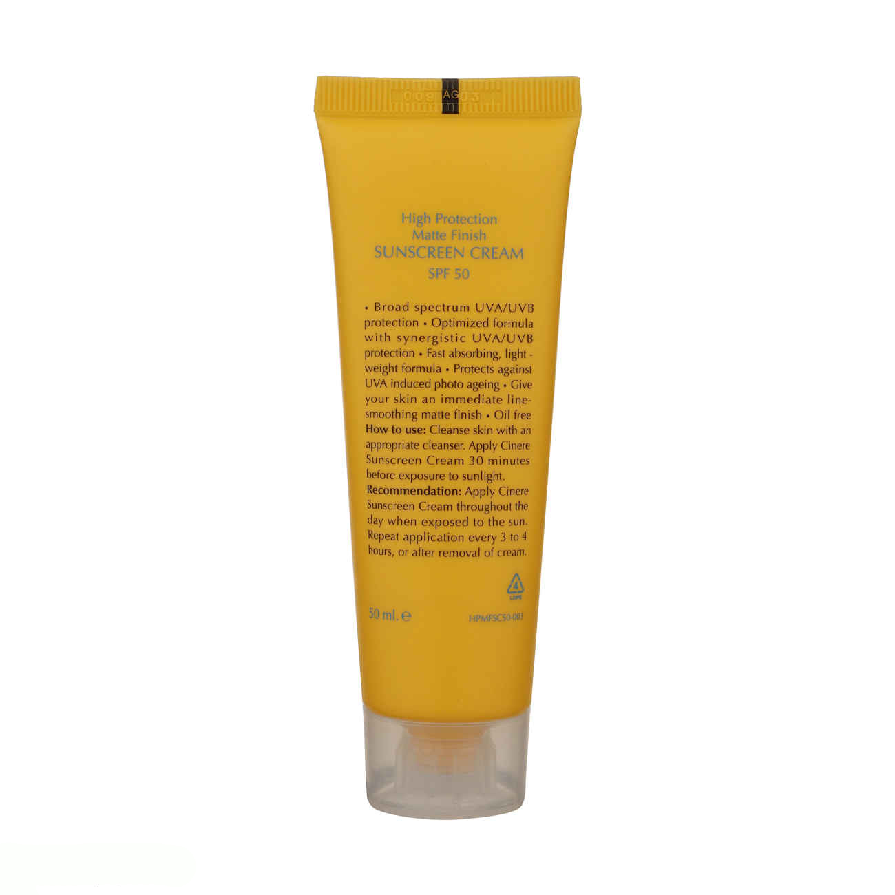 Cinere Colorless Sunscreen Cream SPF50 Maximum UV Protection for Dry & Normal Skin