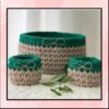 Crochet Storage Basket - Perfect Organizer with Wheat Design Set of 3