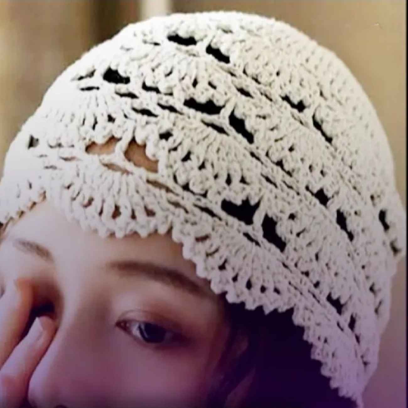 Crocheted Hat – Unique and Soft with Shell Design in Cream