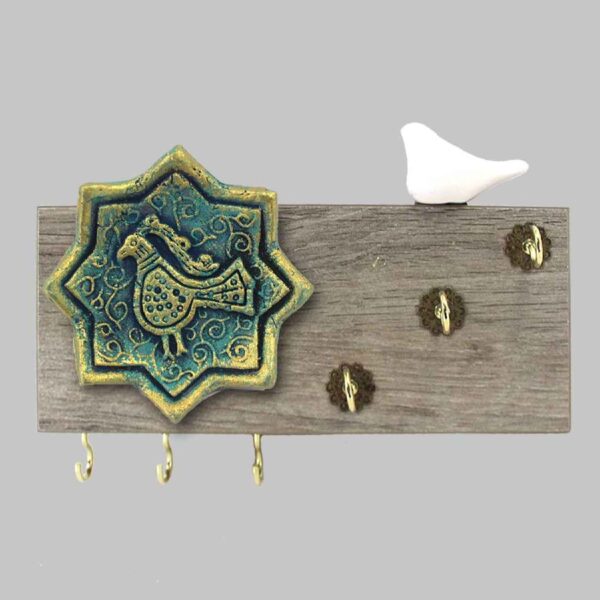 Decorative Wall Key Holder for a Beautiful & Organized Home with Tile and Bird Design