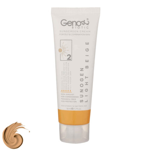 Tinted Sunscreen Cream – Geno Biotic SPF50 Light Beige Color- Suitable for Oily & Combination Skin (pack of 2)