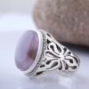 Genuine Persian Yemeni Aqeeq Silver Ring for Men - Handcrafted Yemeni Agate Stone