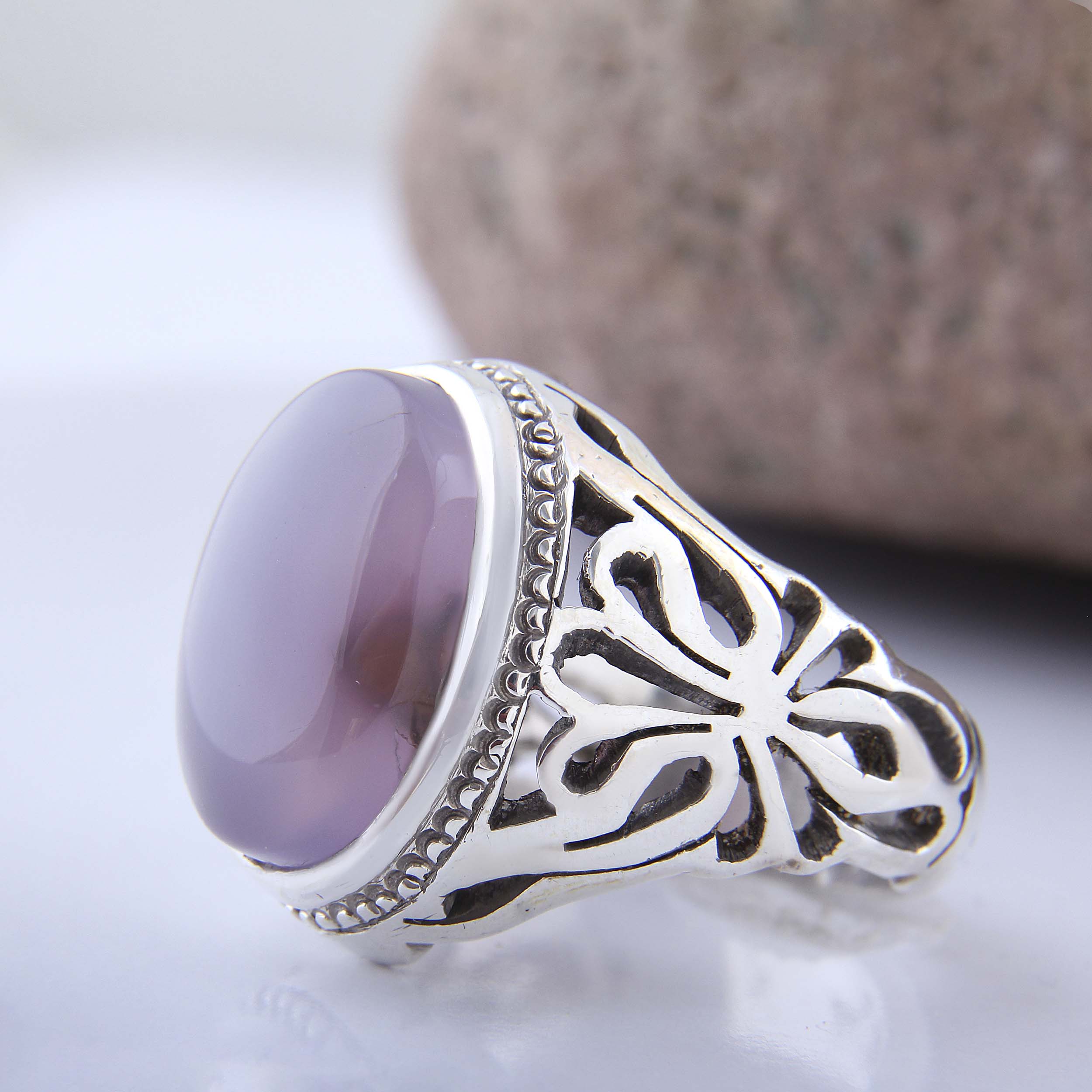 Genuine Persian Yemeni Aqeeq Silver Ring for Men – Handcrafted Yemeni Agate Stone