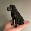 Geometric Black Dog Sitting Figurine - Modern Cubism Sculpture