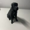 Geometric Black Dog Sitting Figurine - Modern Cubism Sculpture