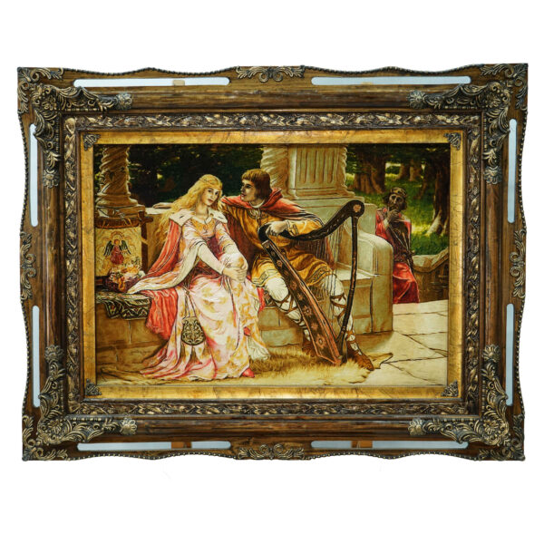 Hand-Knotted Persian Pictorial Rug from Sardrud- Tristan and Isolde by Edmund Blair Leighton