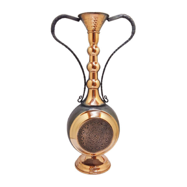 Handcrafted Copper Vase with Intricate Black Pen Detailing
