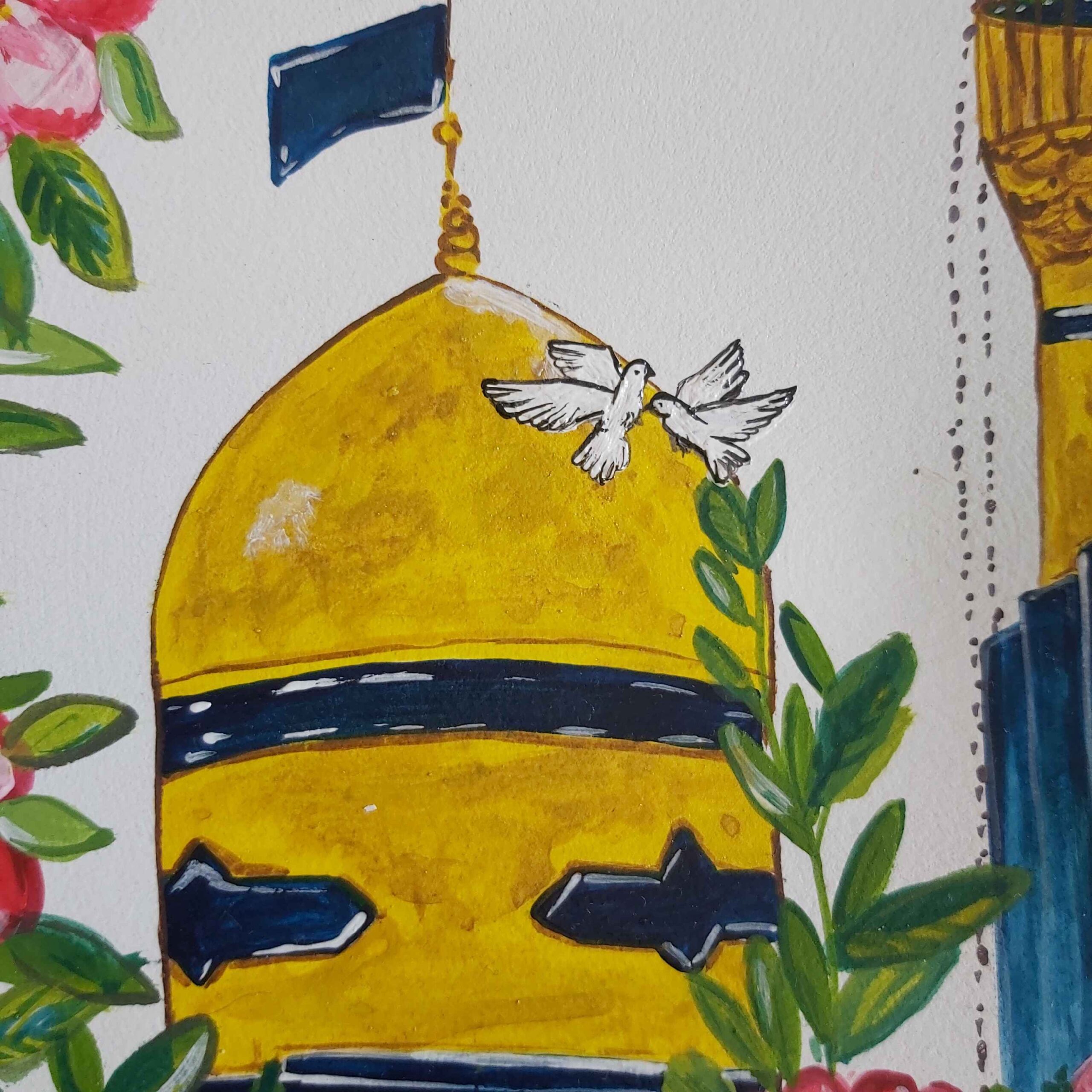 Handcrafted Islamic Pottery Plate with Acrylic Paint – Wall Decor Inspired by Imam Reza Shrine