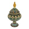 Handcrafted Persian Pottery Sugar Bowl with Lid - Minakari Enameled