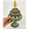 Handcrafted Persian Pottery Sugar Bowl with Lid - Minakari Enameled