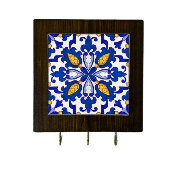 Ceramic Wall Key Holder - with Wooden Frame for Organizing Your Key