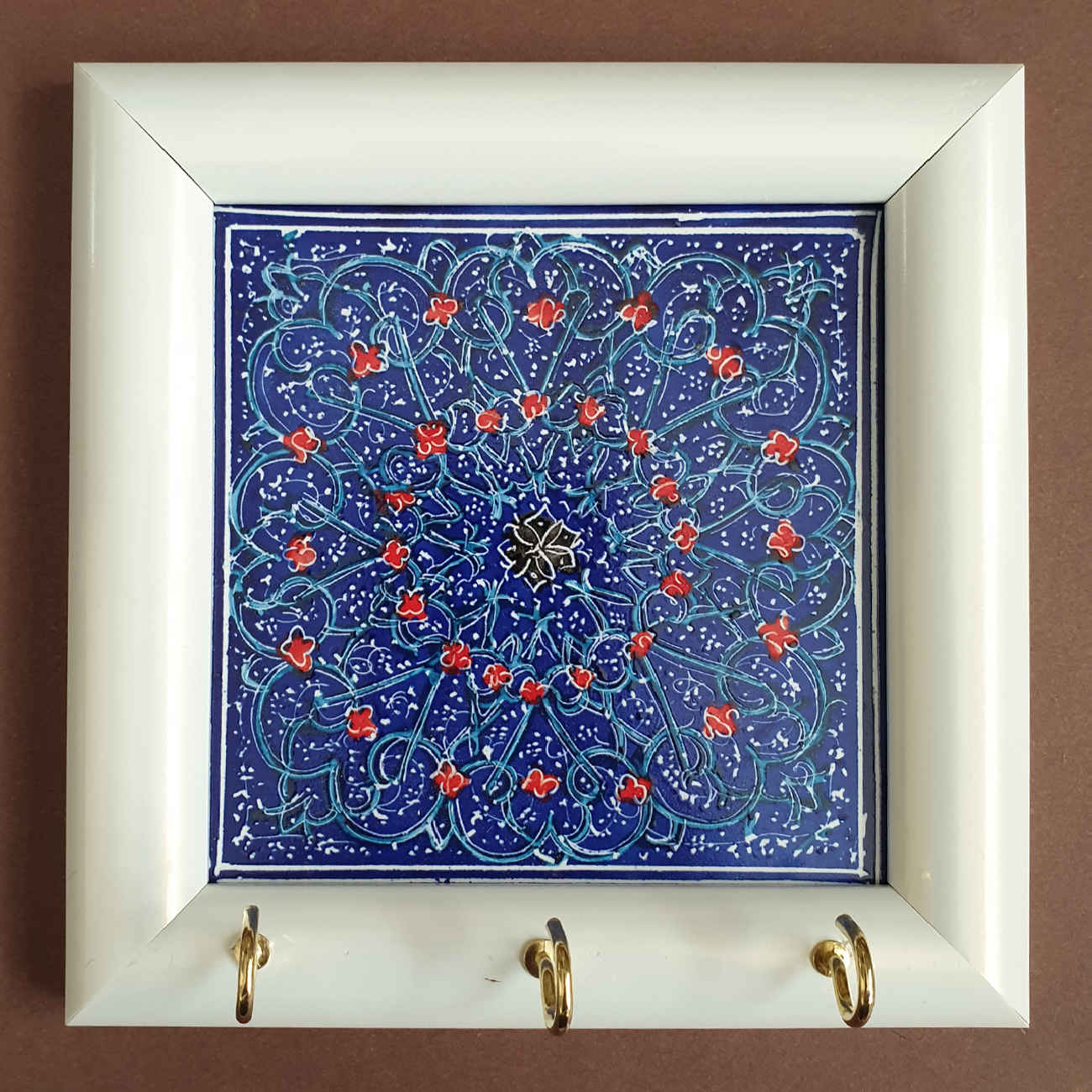 Ceramic Wall Key Holder - with Wooden Frame for a Beautifully Organized ...
