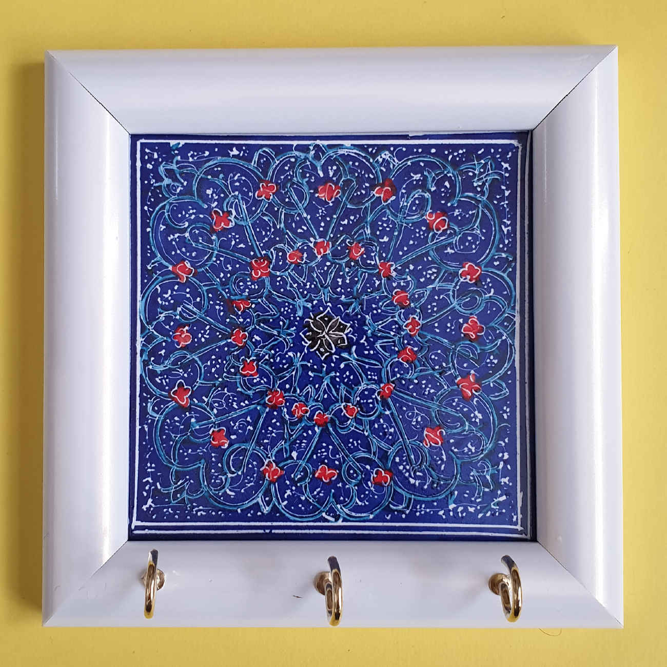Ceramic Wall Key Holder - with Wooden Frame for a Beautifully Organized ...