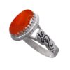 Islamic Men's Silver Ring with Agate Stone & Ya Ali Design