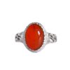 Islamic Men's Silver Ring with Agate Stone & Ya Ali Design