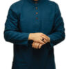 Islamic Tunic for Muslim Men with 4 Buttons in Navy Blue