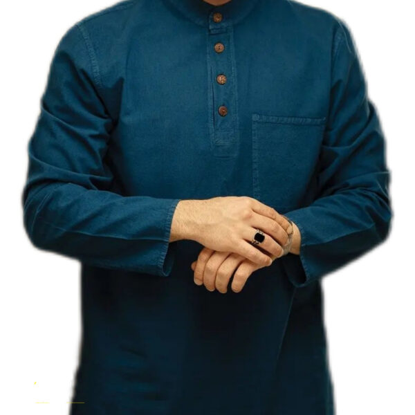 Islamic Tunic for Muslim Men with 4 Buttons in Navy Blue