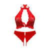 Lace Bra and Panty Set - in Bold Red Lace with Halter Neck