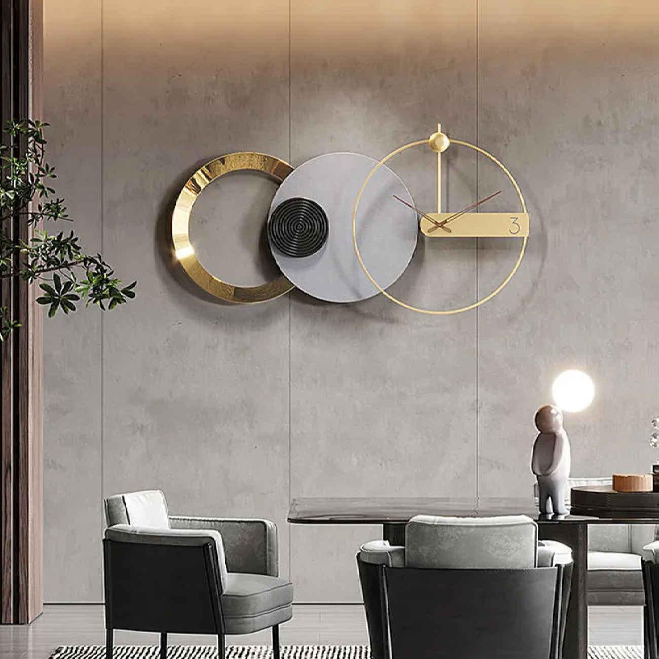 Modern 3-Piece Wall Clock Decorative Silent-Non Ticking