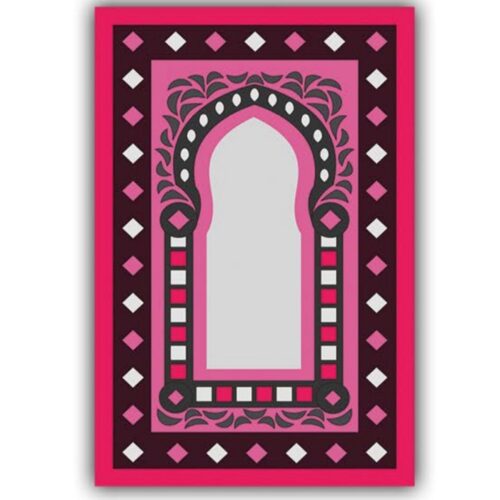 Luxurious Velvet Islamic Prayer Rug – Padded Janamaz Sajadah for Comfort Pink