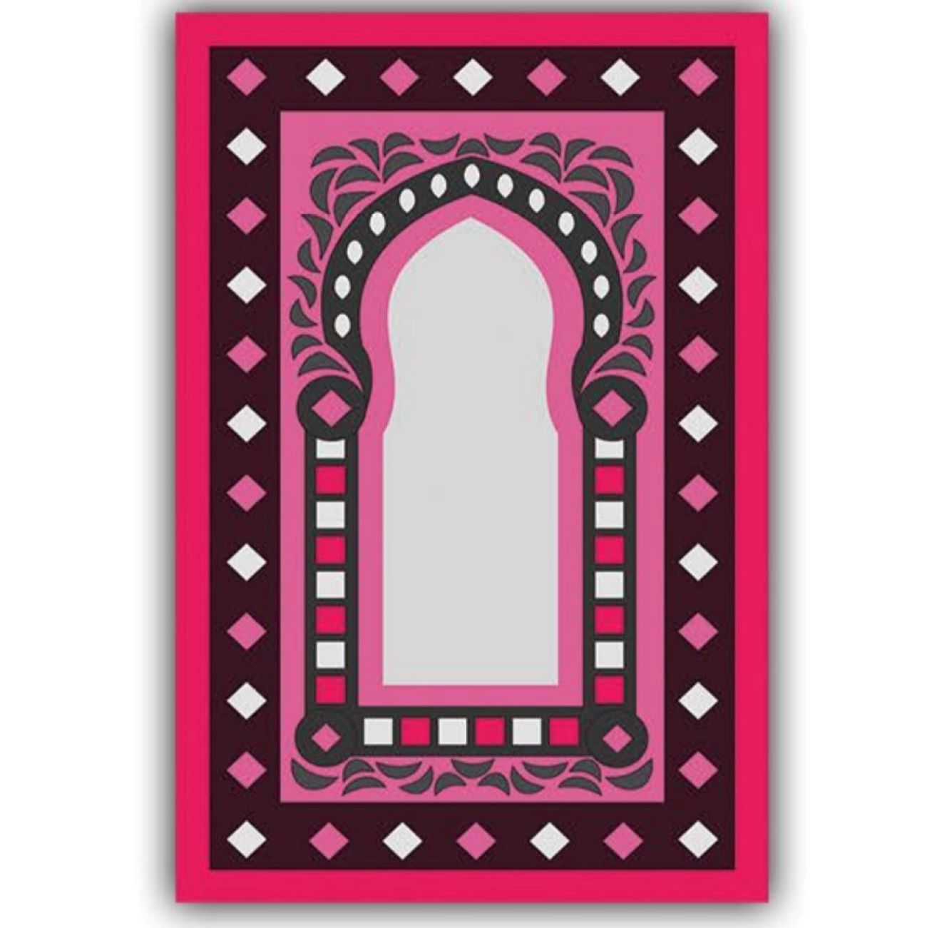 Luxurious Velvet Islamic Prayer Rug – Padded Janamaz Sajadah for Comfort Pink