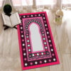 Luxurious Velvet Islamic Prayer Rug – Padded Janamaz Sajadah for Comfort Pink