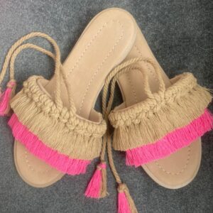 Macramé Sandals for Women – Trendy Handmade Sandals in Pink