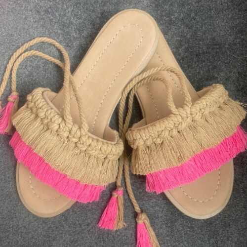Macramé Sandals for Women – Trendy Handmade Sandals in Pink